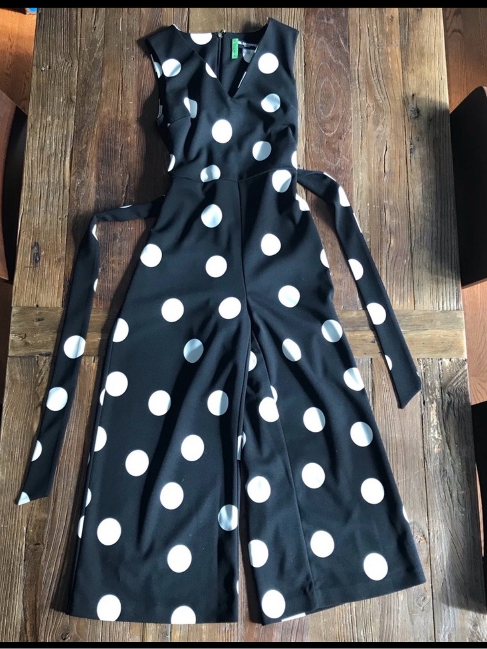 Karl Lagerfeld Black and White Jumpsuit with Polka Dot Detail